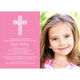 Pink Floral Lace Cross Photo Communion Invitations Image 3 of 3